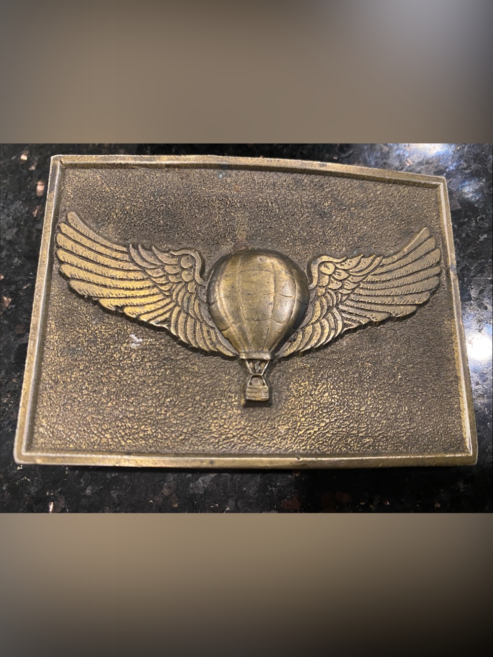 Vintage Lewis Buckles- Bronze Winged Hot Air Balloon Decorative Belt Buckle